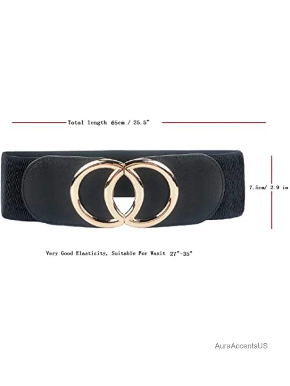 Women's Elastic Waist Cinch Belt with Metal Buckle - Stretchy Wide Belt for